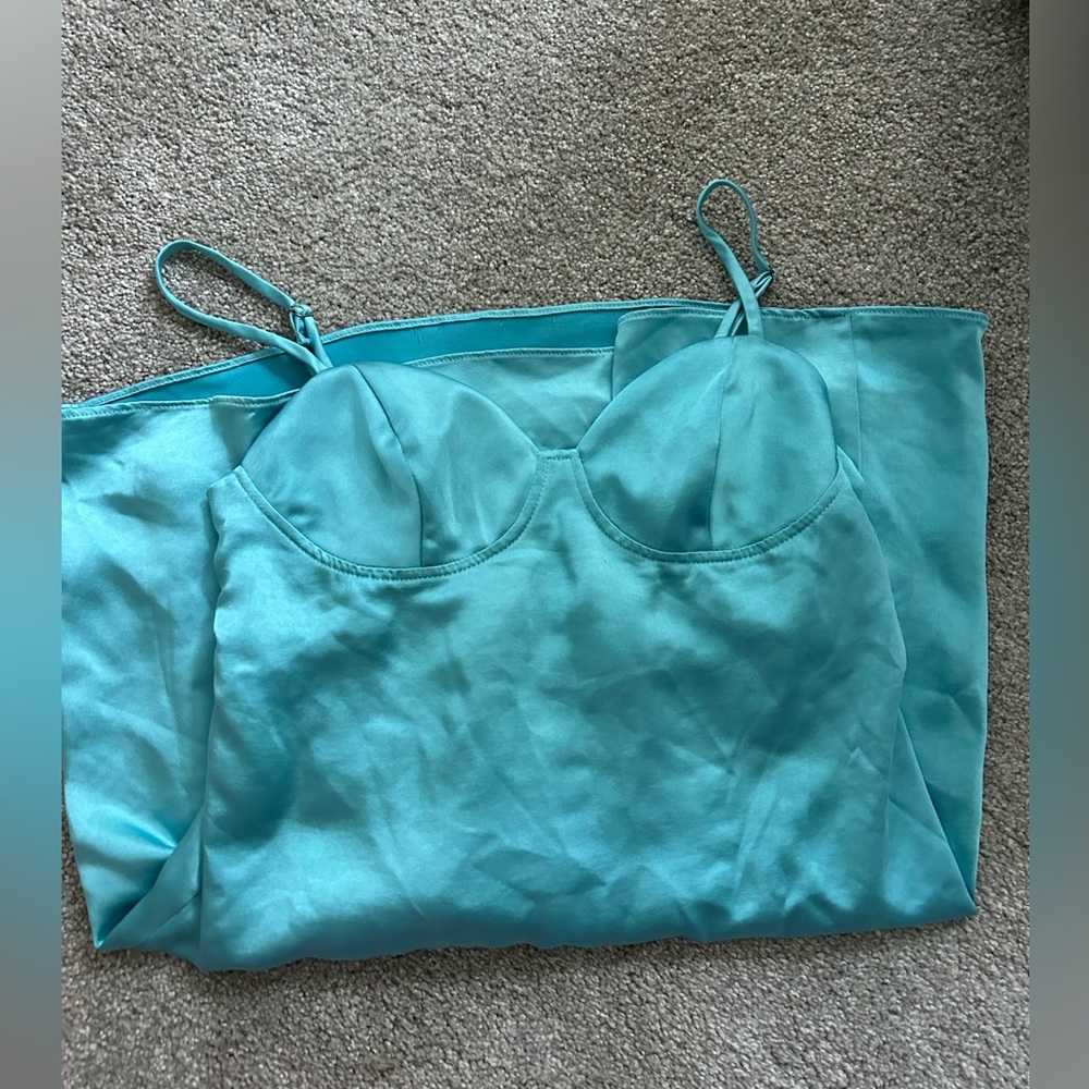 Blue satin dress